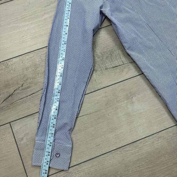 House of Cavani Slim Fit Dress Shirt Blue White Micro Houndstooth Cotton Men SzL - Picture 12 of 12